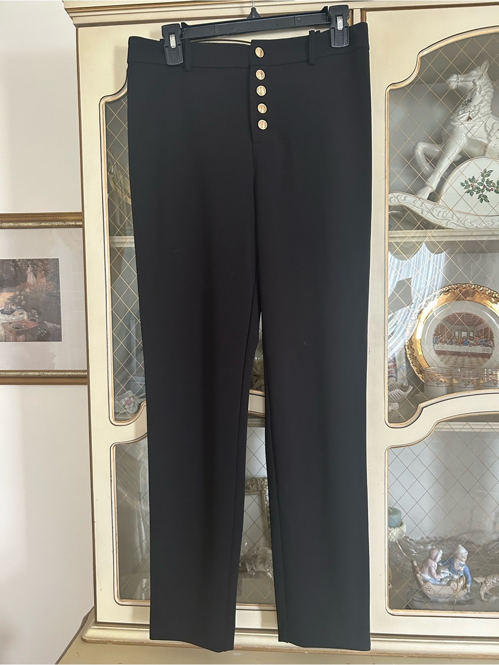 NWOT Calvin Klein Straight-Leg Dress Pants/Gold Button Sz 8 C:4819